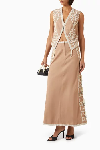 Bead-embellished Vest in Twill