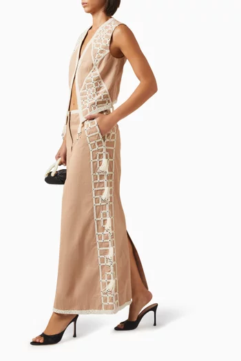 Utility Bead-embellished Skirt in Twill