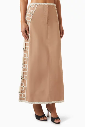 Utility Bead-embellished Skirt in Twill