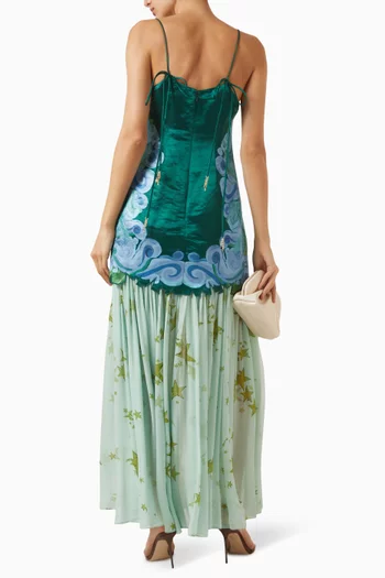 Star Drop-waist Gown in Silk Linen Satin