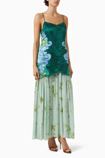 Star Drop-waist Gown in Silk Linen Satin