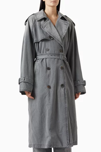 Oversized Trench Coat in Denim