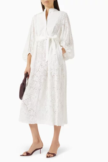 Belted Midi Dress in Cotton-blend