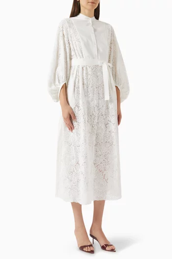Belted Midi Dress in Cotton-blend