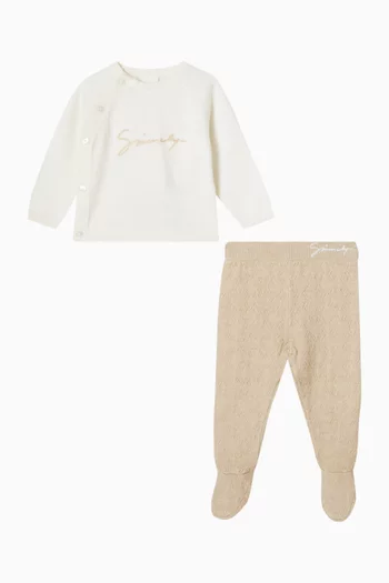 طقم متناسق بشعار الماركة قطن منسوج، 3 قطع