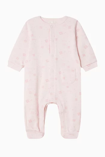 بيجاما قطعة واحدة بشعار الماركة قطن