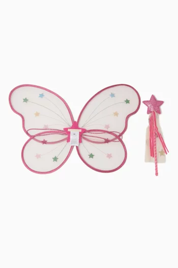 Fairy Rainbow Costume Wings & Wand Set