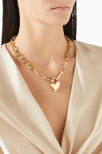Padlock Heart Pendant Necklace in Gold-plated Brass
