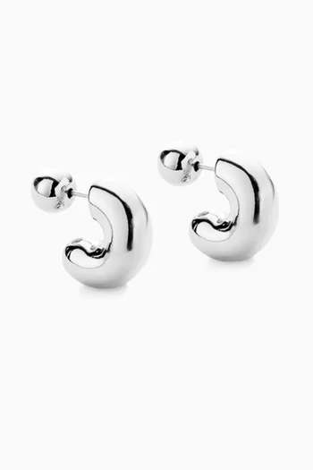 Small Tome Hoops in Silver-tone Brass