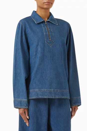 Half-zip Blouse in Denim