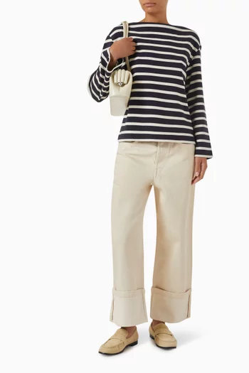 Striped Boatneck Top in Cotton Jersey