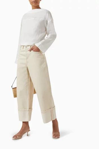 Straight-leg Turn-up Jeans in Denim