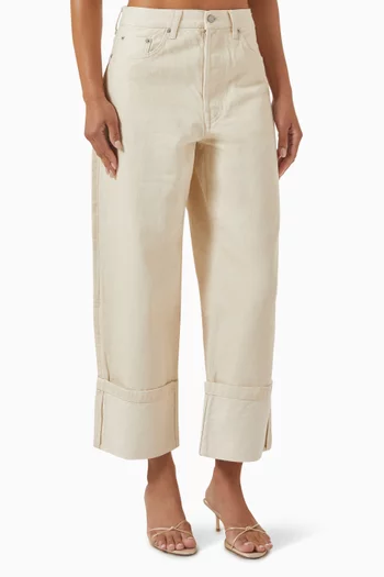Straight-leg Turn-up Jeans in Denim