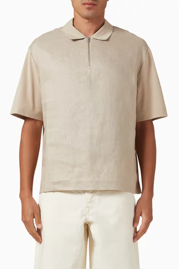 Half-zip Polo Shirt in Cotton & Linen
