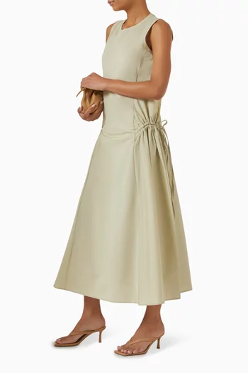 Gathered-side Midi Dress in Cotton Jersey