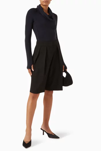 Longline Pleated Shorts in Linen Blend