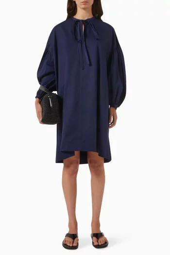 Gathered Tie-detail Dress in Cotton