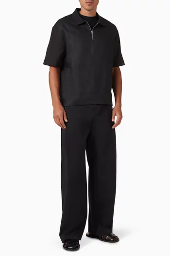Half-zip Polo Shirt in Cotton & Linen