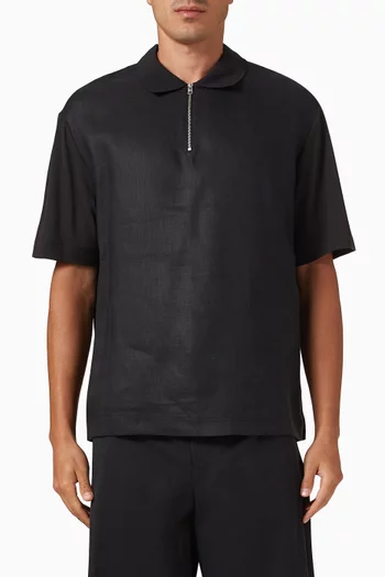 Half-zip Polo Shirt in Cotton & Linen