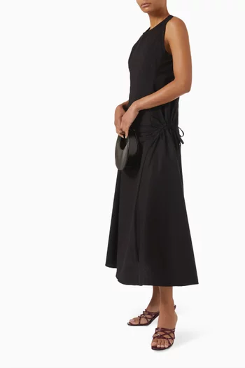 Gathered-side Midi Dress in Cotton Jersey