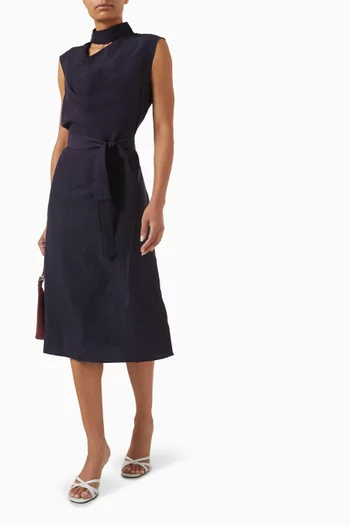 Cut-out Cowl-Neck Midi Dress in TENCEL™ Lyocell Blend