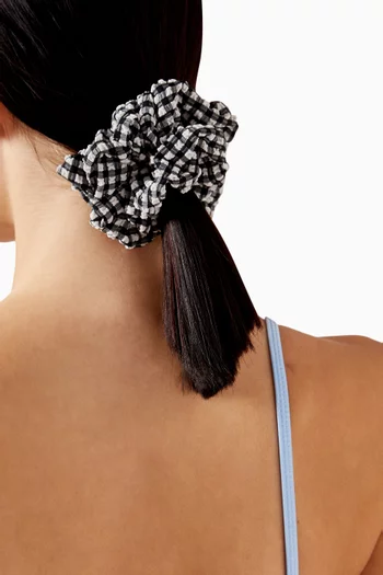 ربطة شعر بنقشة مربعات غينغهام قماش سيرساكر