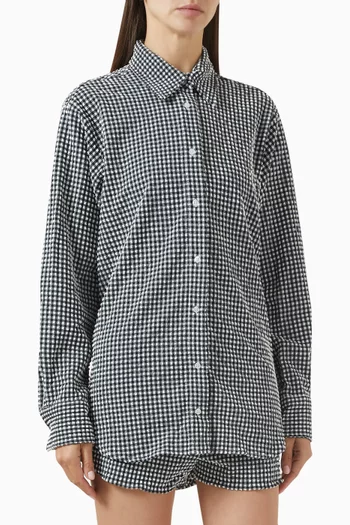Oversized Gingham Shirt in Seersucker