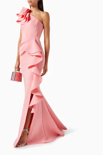 One-shoulder Gown in Scuba