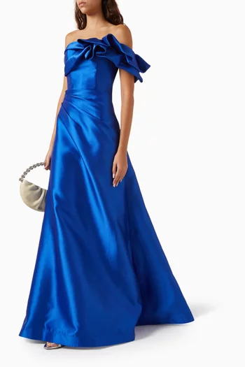 One-shoulder Gown in Mikado