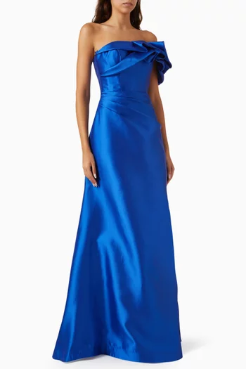 One-shoulder Gown in Mikado