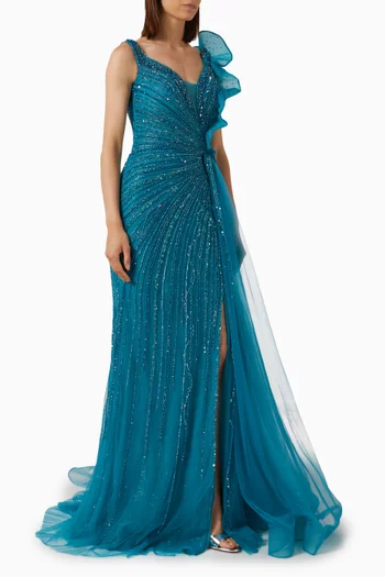Embellished Maxi Dress in Tulle