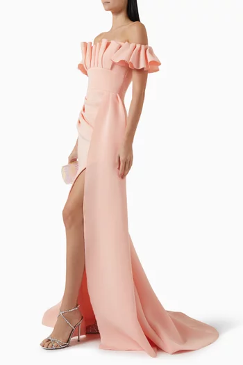 Off-shoulder Dress in Scuba