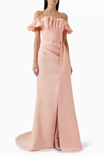 Off-shoulder Dress in Scuba