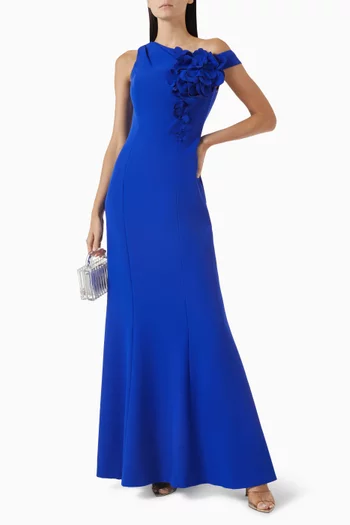 Flower-detail One-shoulder Gown