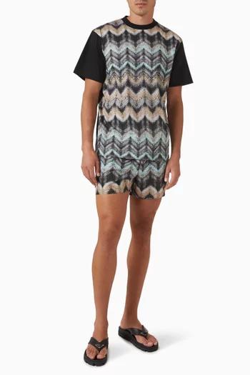 Airbrush-effect Zig Zag Print T-shirt in Cotton