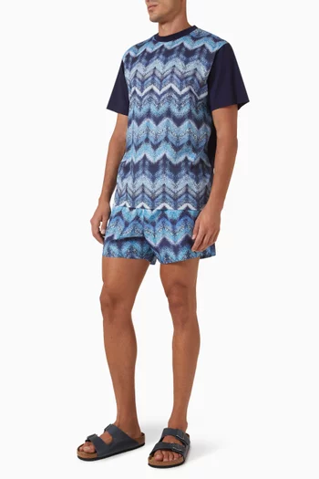 Airbrush-effect Zig Zag Print T-shirt in Cotton