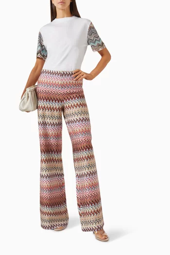 Zigzag Flare Pants in Rayon Blend
