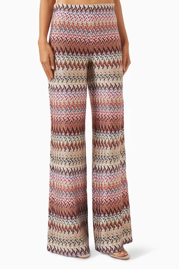 Zigzag Flare Pants in Rayon Blend