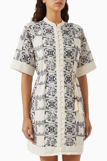 Yaspati Embroidered Shirtdress in Cotton