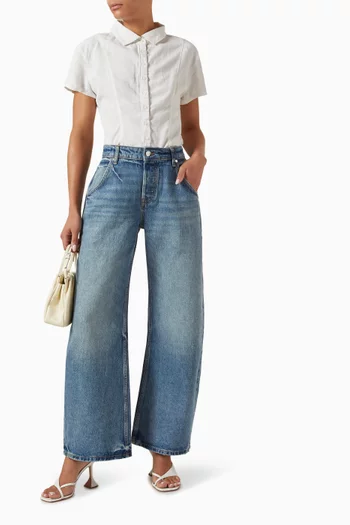 Enzo Cropped Barrel Jeans in Denim