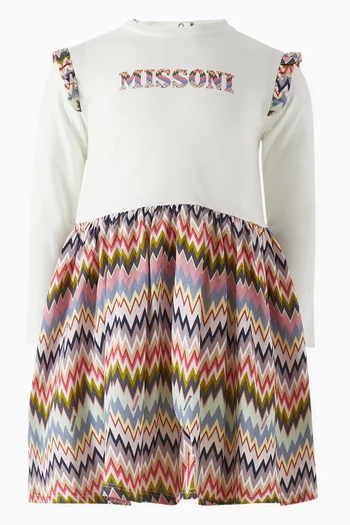 Chevron-print Dress in Cotton