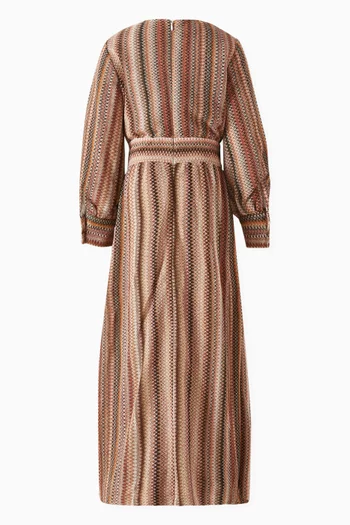 Chevron Dress in Metallic Knit