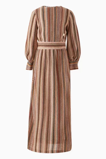 Chevron Dress in Metallic Knit
