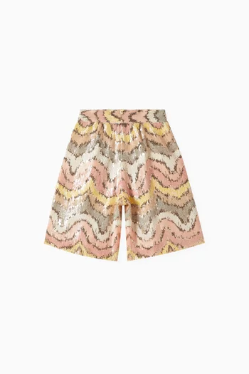 Curvy Wide-leg Shorts in Sequins