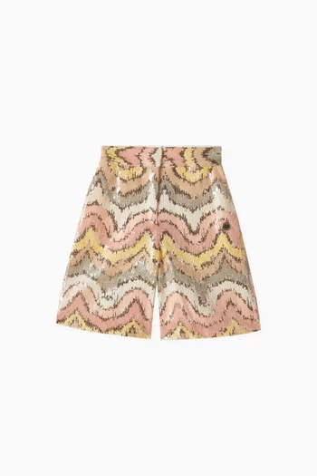 Curvy Wide-leg Shorts in Sequins