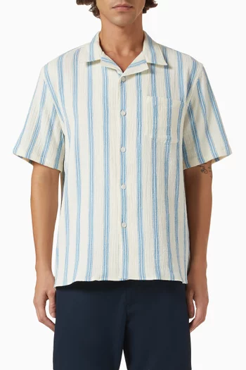 Textured Stripe Cabana Shirt in Italian Cotton