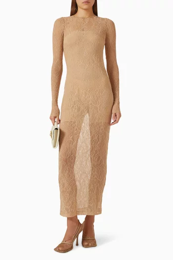 Sheer Long-sleeve Maxi Dress in Lace