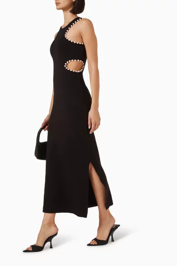 فستان اسينا متوسط الطول مزيج فيسكوز منسوج