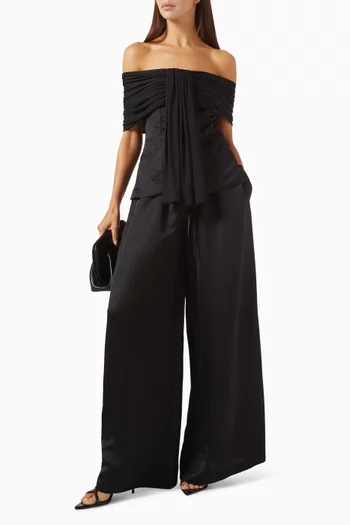 Drawstring Wide-leg Pants in Viscose Blend