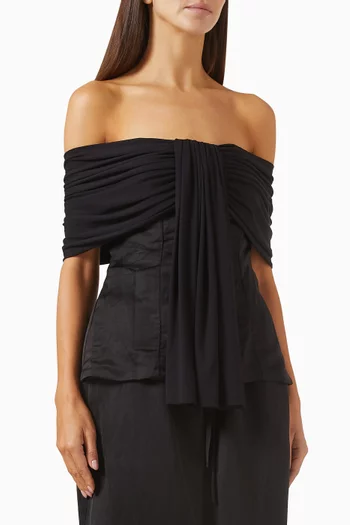 Lou Off-shoulder Knot Top in Viscose Blend